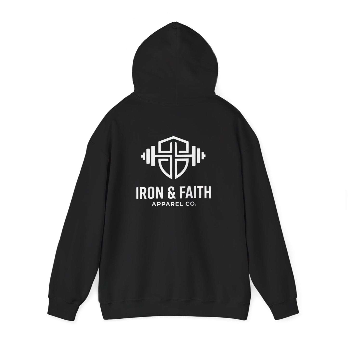Iron & Faith Hoodie — Gym Faith Pullover with Barbell Logo