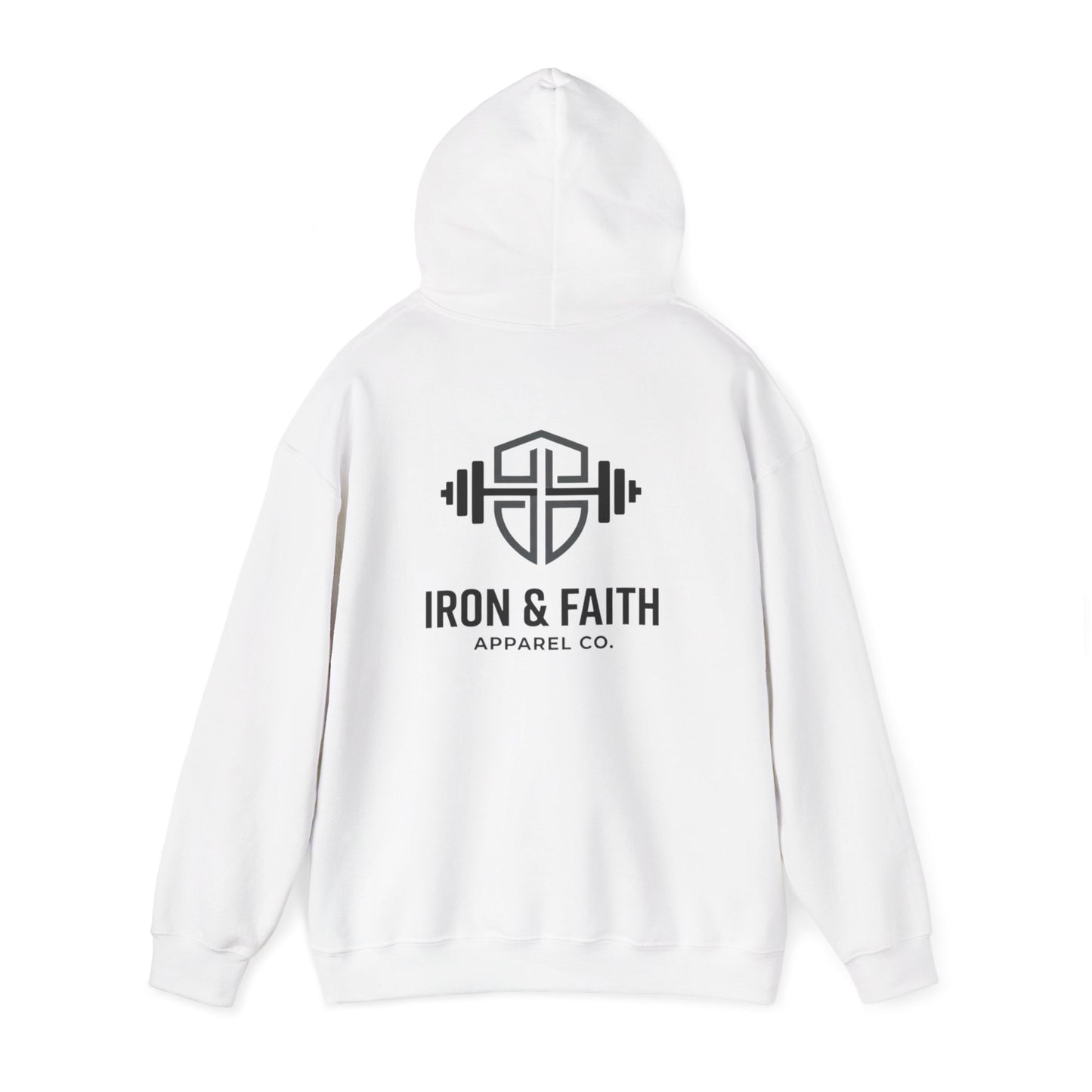 Iron & Faith Hoodie — Gym Faith Pullover with Barbell Logo