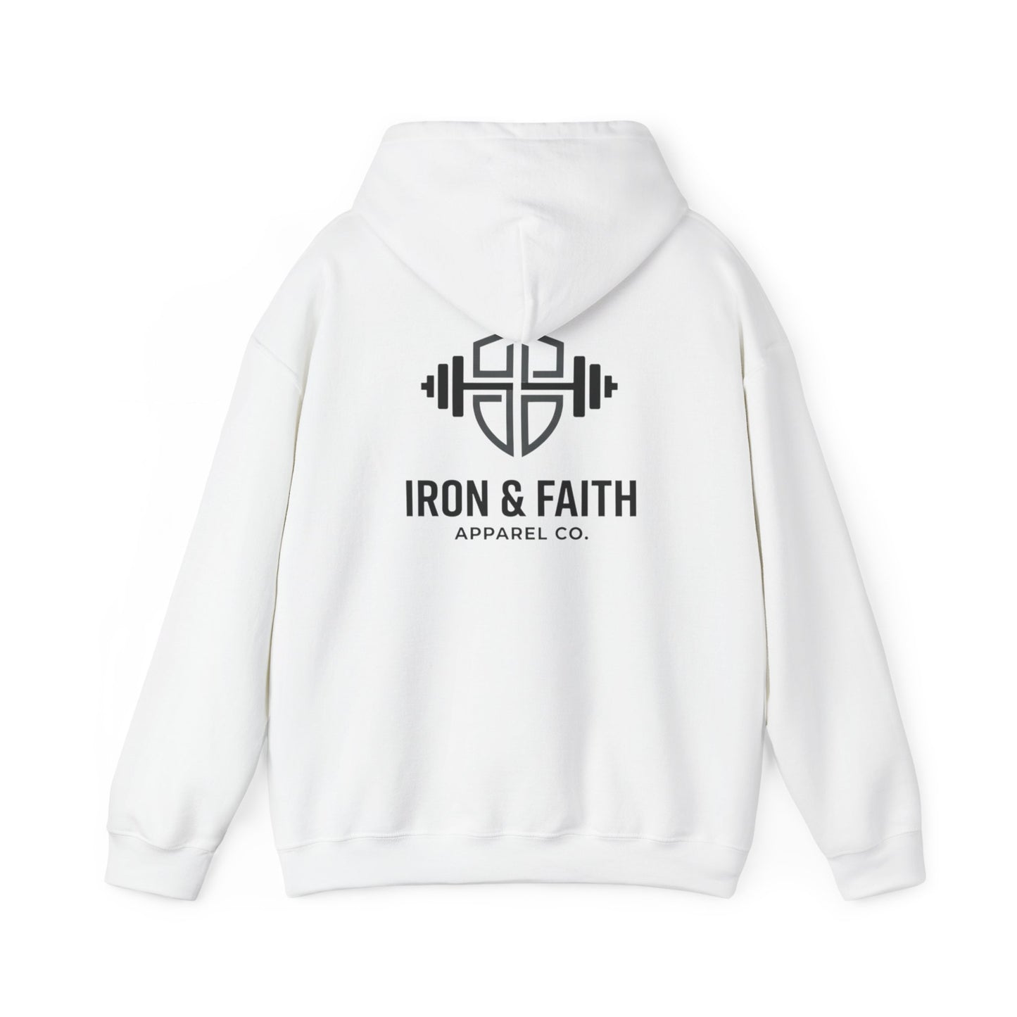 Iron & Faith Hoodie — Gym Faith Pullover with Barbell Logo