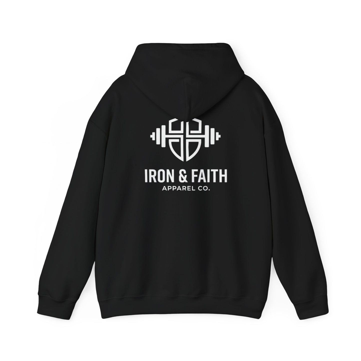 Iron & Faith Hoodie — Gym Faith Pullover with Barbell Logo